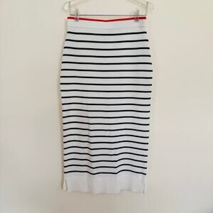 On 34th Macys Women White Navy Nautical Striped Sweater Midi Pencil Skirt XS NEW